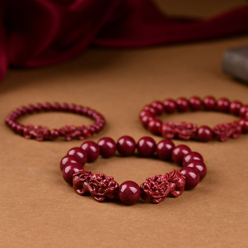 Pure Purple Sand Stone Double Feng Shui Pixiu Bracelet — view 3