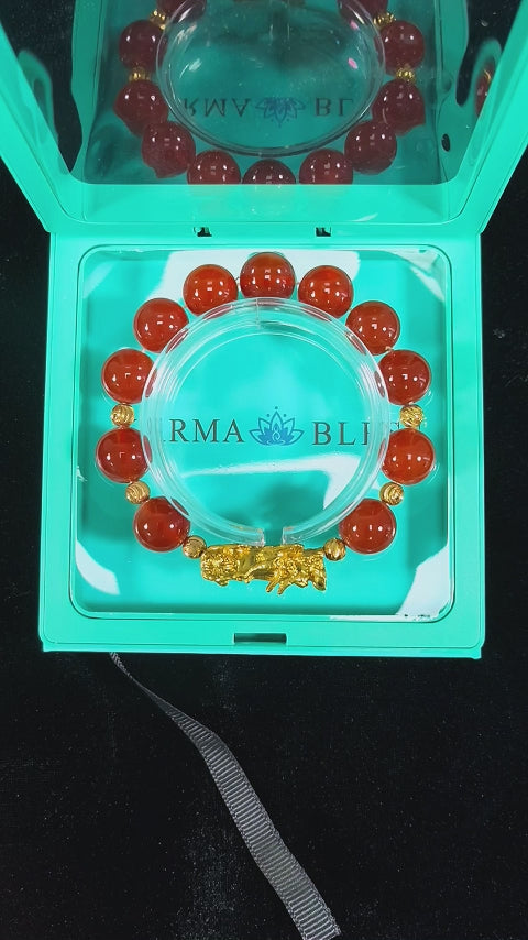 Feng Shui Pixiu Red Agate Bracelet - Brings Love