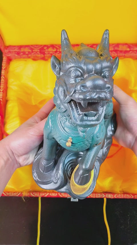 Large Ceramic Qilin Pair Statues for Feng Shui Home Decor