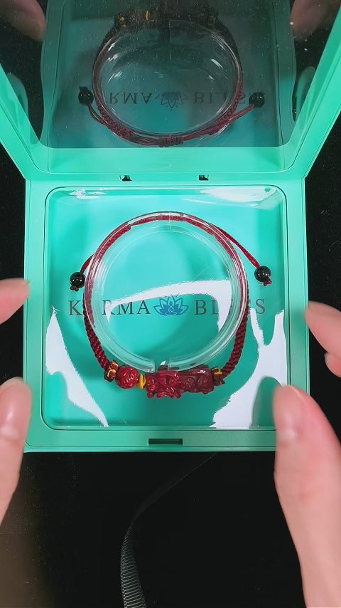 Natural Cinnabar Feng Shui Pixiu Red String Bracelet