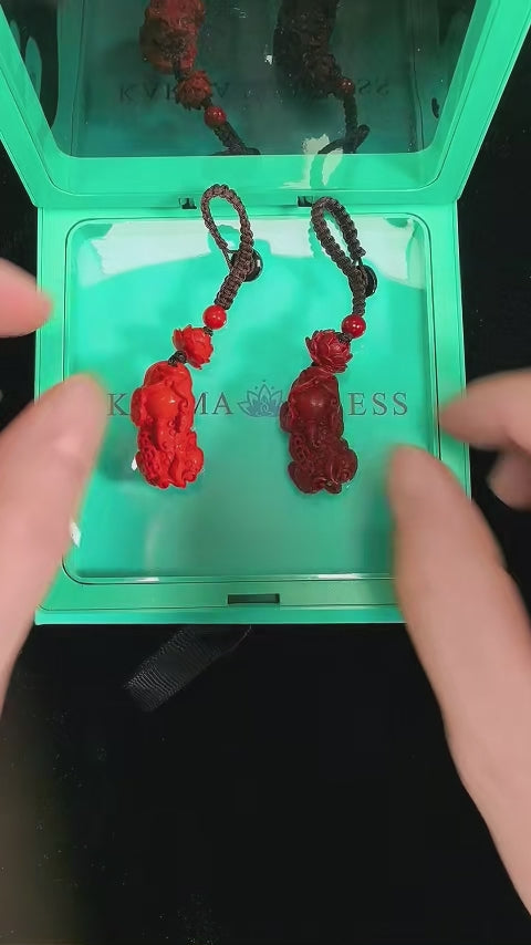 Wealth & Purity Cinnabar Feng Shui Pixiu Lotus Keychain Set