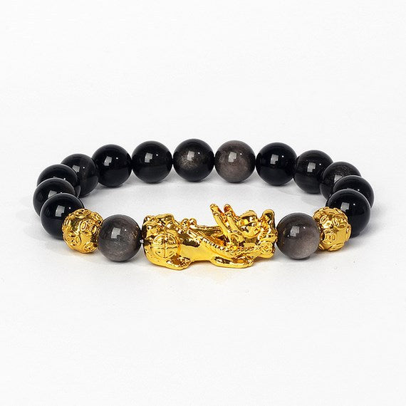 Feng Shui Pixiu Dark Black Gradient Crystal Bracelet