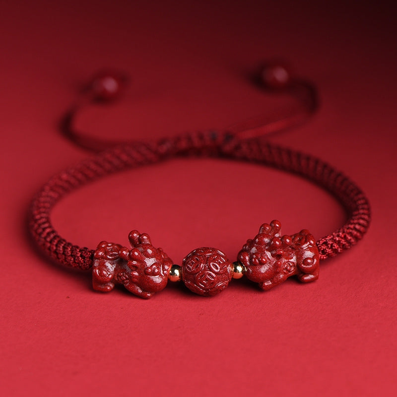 Cinnabar Feng Shui Pixiu Red String Bracelet