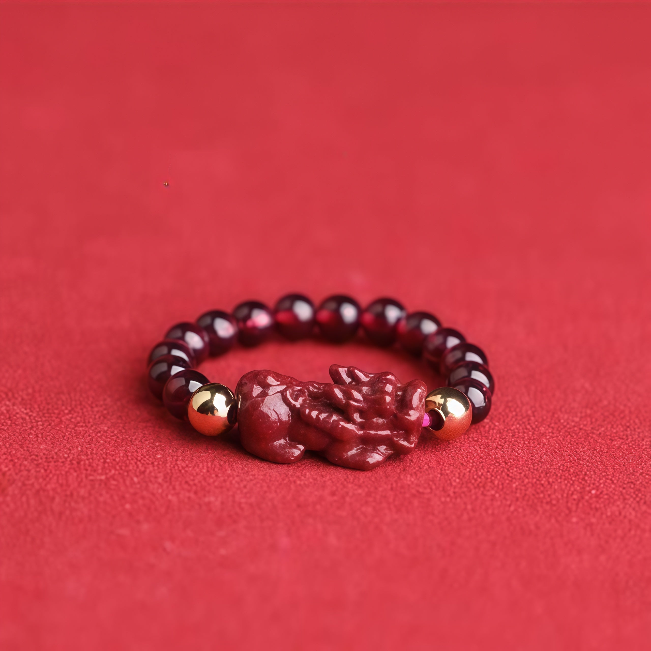 Cinnabar Fortune Bead Ring for Luck, Protection & Blessings