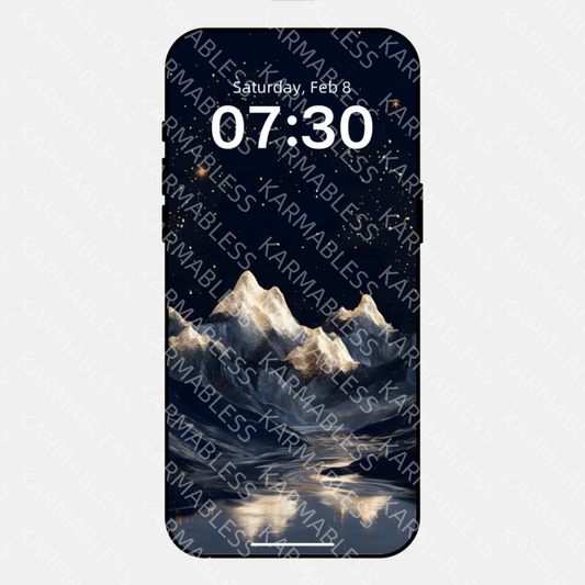 Golden Peaks & Lake Reflection [Water & Metal Elements] HD Wallpaper